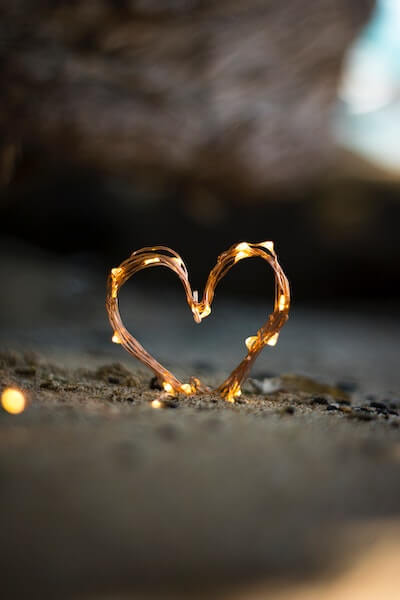 Fairy lights shaped into a heart